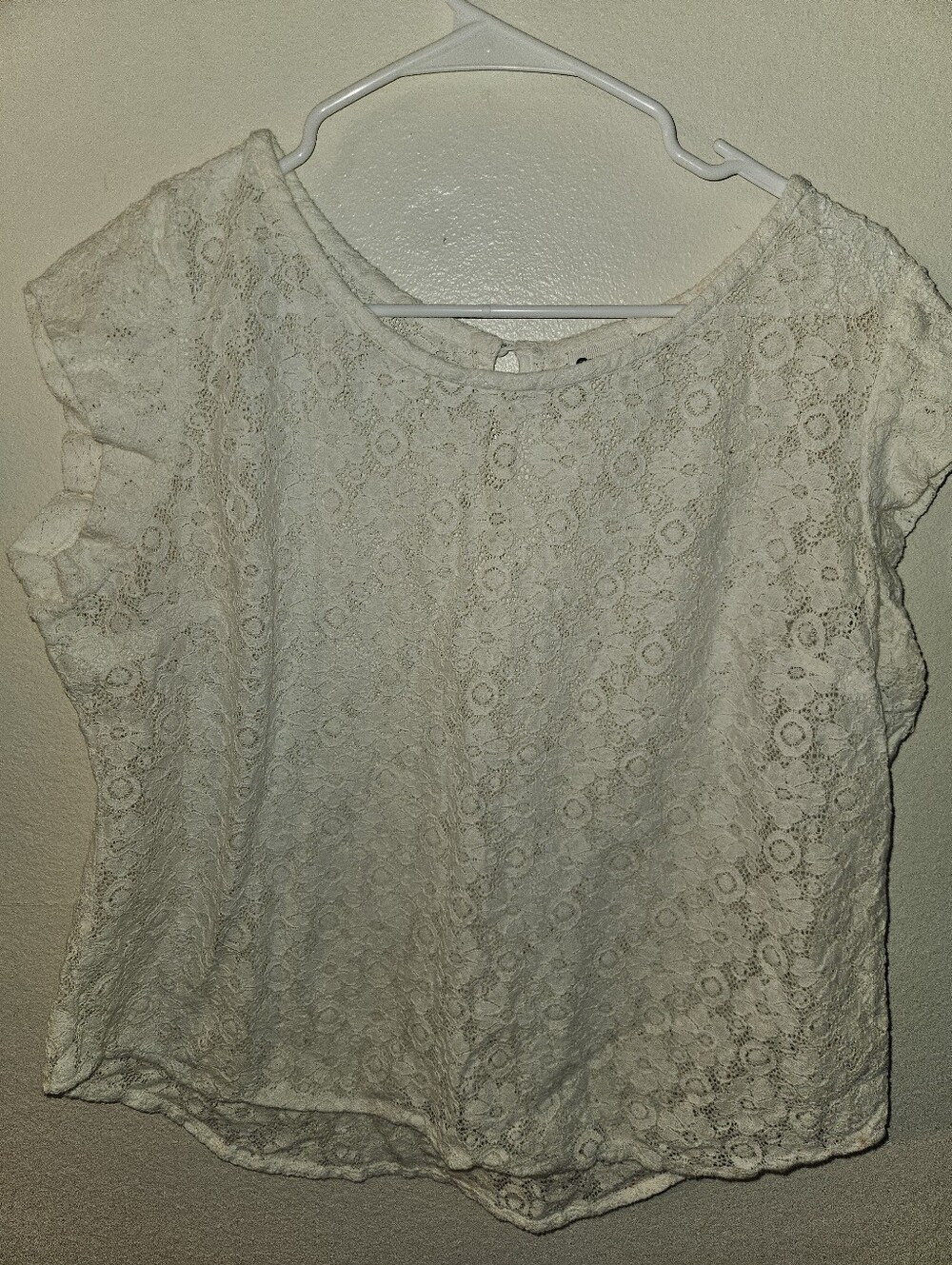 Stylus Womans White Floral Sheer Blouse Size Xl
